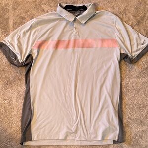 Nike Men's Polo Shirt in Gray with Pink Accents